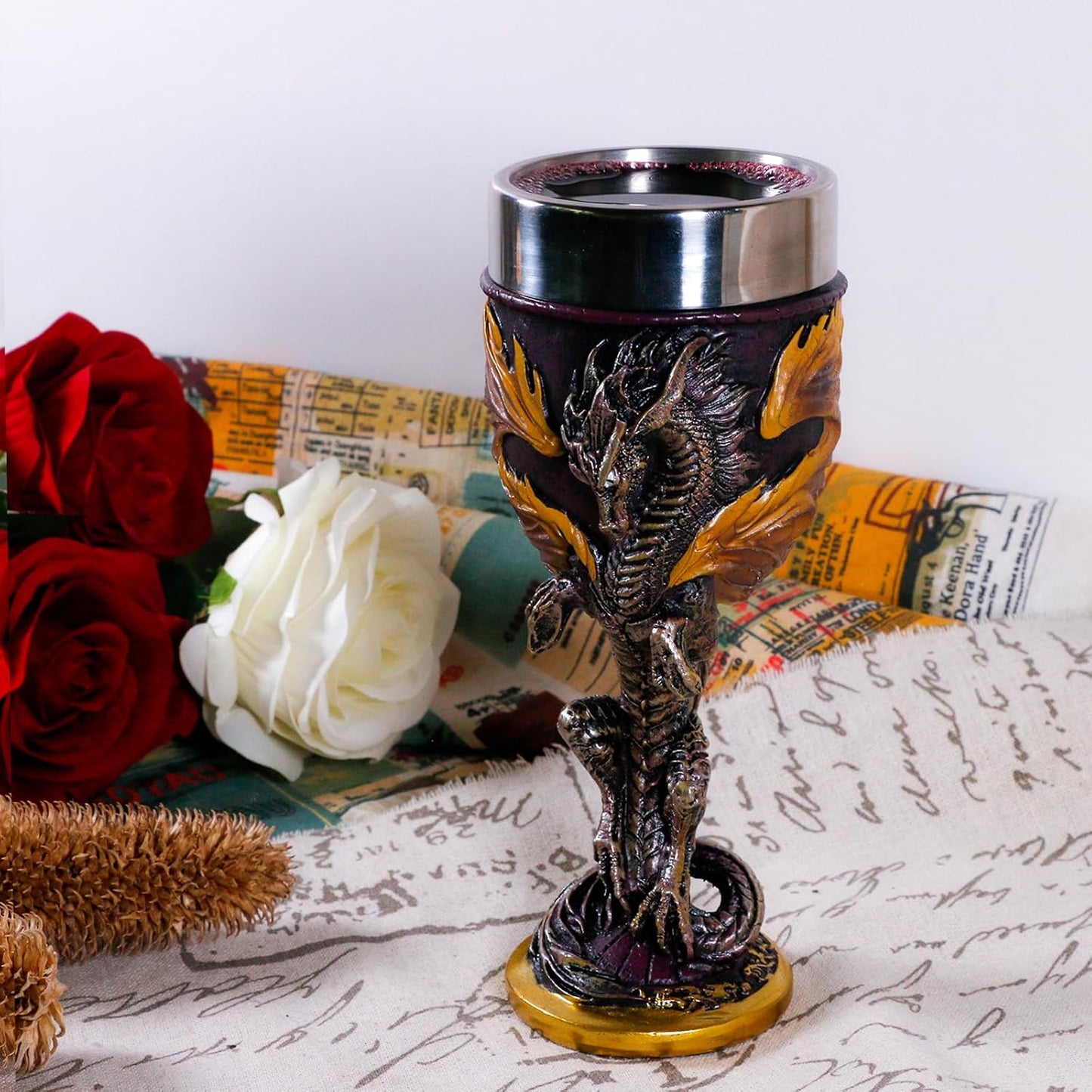 Medieval Flame Dragon Wine Goblet