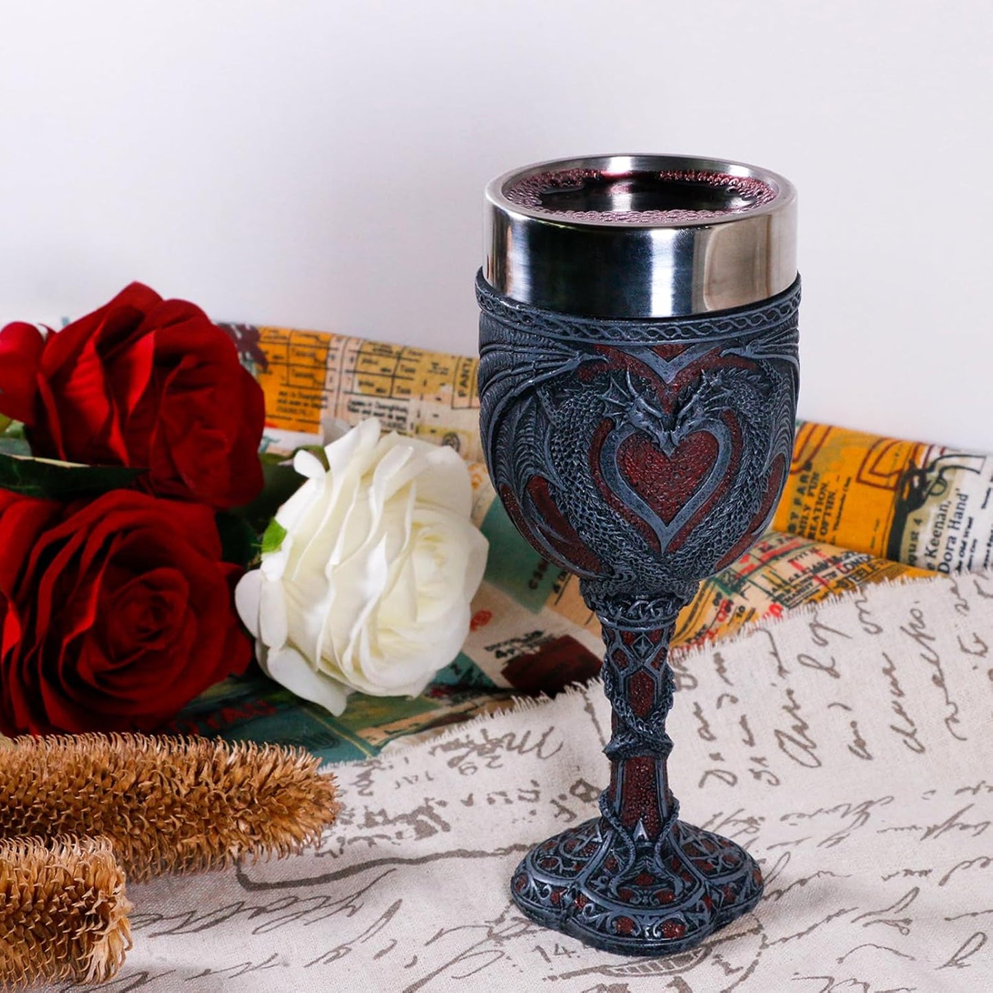 Medieval Double Dragon Wine Goblet